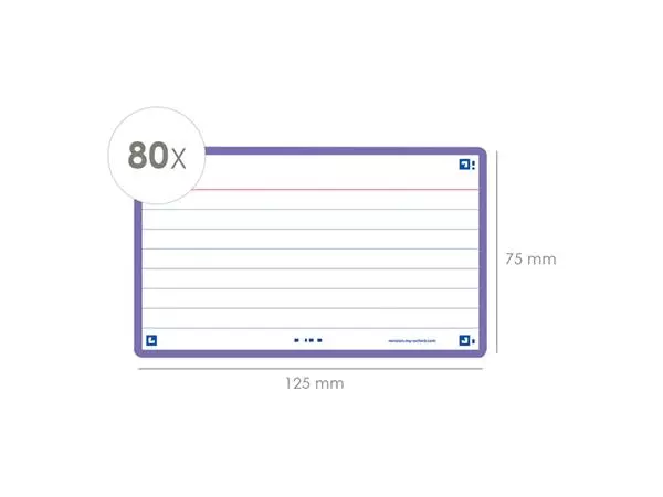 Een Flashcard Oxford 2.0 75x125mm 80 vel 250gr lijn paars koop je bij Friese Schrijfkamer