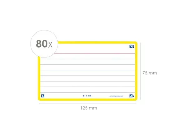 Een Flashcard Oxford 2.0 75x125mm 80vel 250gr lijn geel koop je bij Quality Office Supplies