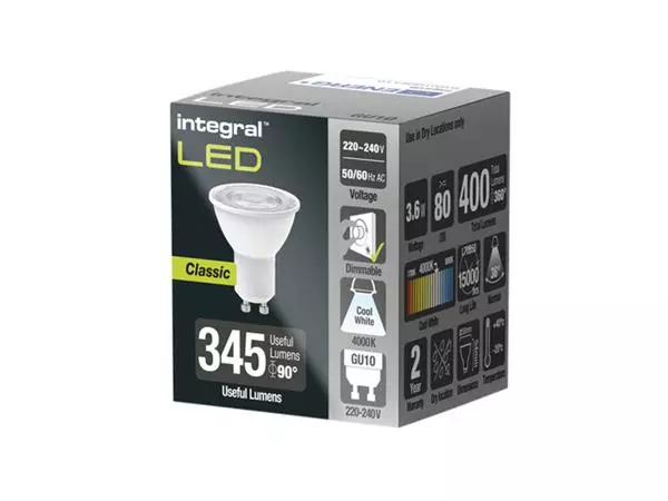 Een Ledlamp Integral GU10 4000K koel wit 3.6W 400lumen koop je bij Sysdicom BV