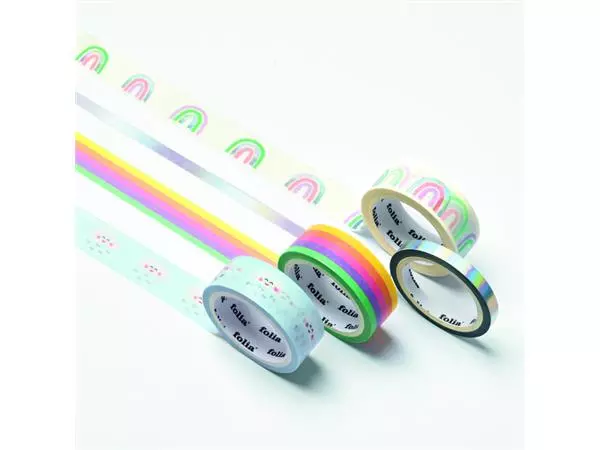 Een Washi tape Folia hotfoil rainbow 2x 15mmx5m 1x 10mmx5m koop je bij Sysdicom BV