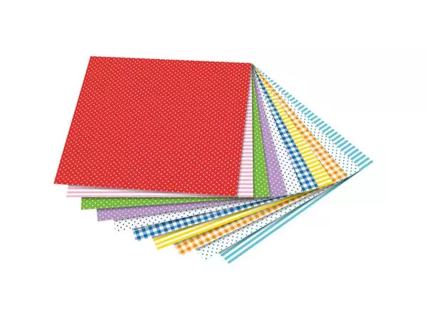 Een Vouwblaadjes Folia 80gr 20x20cm 50 vel 2-zijdig 10 basics designs koop je bij "De Waal" Kantoor Efficiency