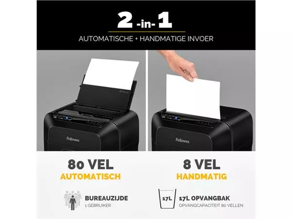 Een Papiervernietiger Fellowes Automax 80M 4x12mm koop je bij Egner kantoorspecialisten