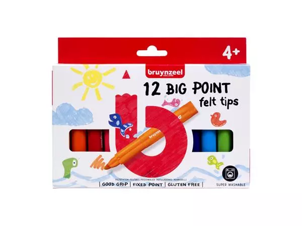 Een Feutre Bruynzeel Kids Big point blister 12 couleurs koop je bij QuickOffice BV