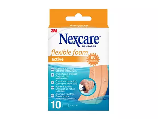 Wondpleister Nexcare active flexible foam waterbestendig 6x10cm 10 stuks