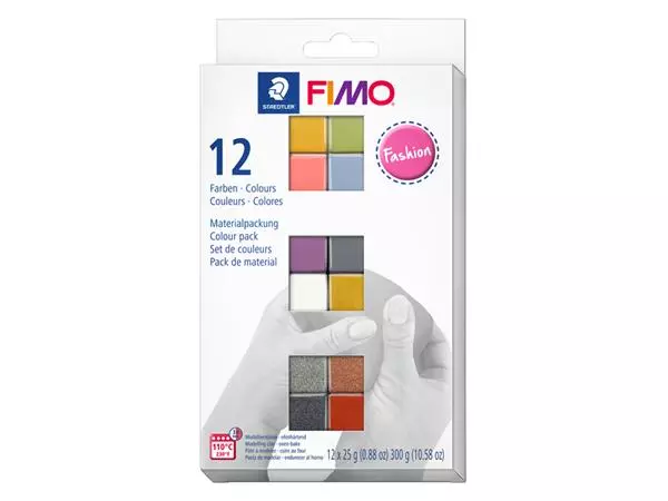 Een Klei Fimo soft colour pak à 12 mode kleuren koop je bij Quality Office Supplies