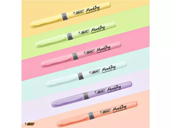 Een Markeerstift Bic grip Highlight your life assorti blik à 15 stuks koop je bij Continu Kantoor