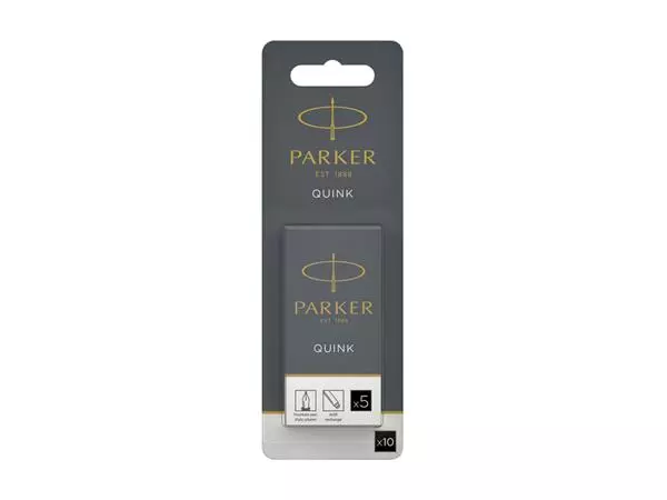 Een Inktpatroon Parker Quink zwart blister à 10 stuks koop je bij Clippz! Office Supplies