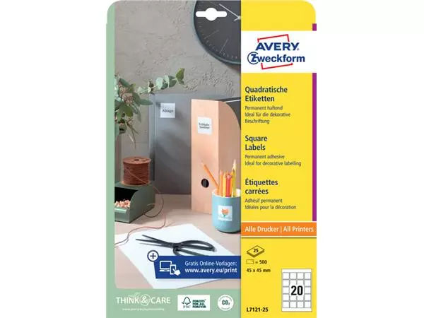 Een Etiket Avery Zweckform L7121-25 QR code 45x45mm opaak 500 etiketten koop je bij Kantoorboekhandel Van Atten