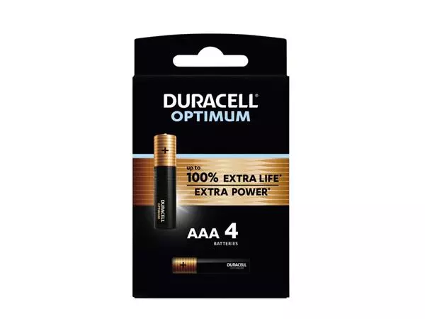 Een Batterij Duracell Optimum Clipstrip AAA 8 blisters a 4 stuks koop je bij Topkantoor Repro Creatief