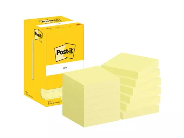 Een Memoblok Post-it 654 76x76mm geel 12 stuks koop je bij D. Sonneveld B.V.