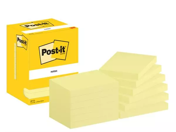 Memoblok Post-it 657 76x102mm geel 12 stuks