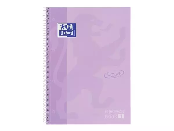 Een Notitieboek Oxford Touch Europeanbook A4+ 4-gaats lijn 80vel pastel paars koop je bij iPlusoffice