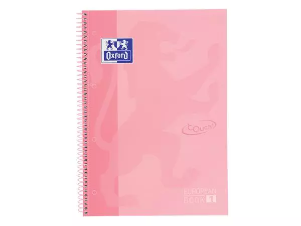 Een Notitieboek Oxford Touch Europeanbook A4+ 4-gaats lijn 80vel pastel roze koop je bij De Rijk Kantoorshop