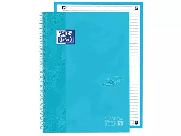 Een Notitieboek Oxford Touch Europeanbook A4+ 4-gaats lijn 80vel pastel blauw koop je bij WinkelVolWinkels