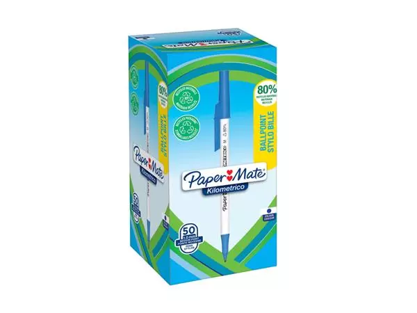 Een Balpen Papermate Kilometrico Recycled M blauw koop je bij Egner kantoorspecialisten