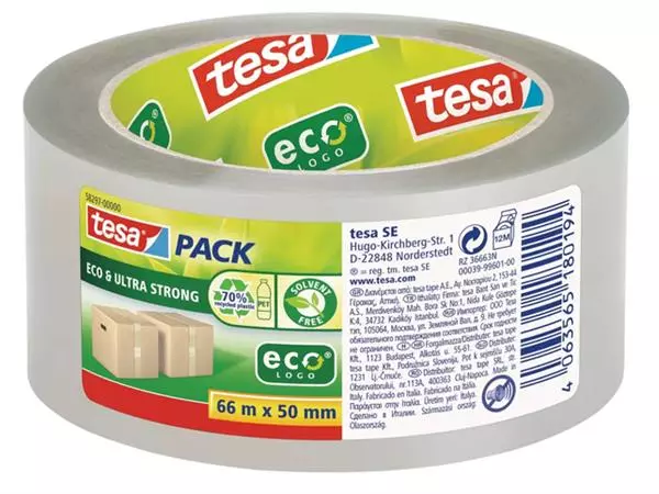 Een Verpakkingstape Tesa 58297 Eco transparant Ultra strong koop je bij Kantoorboekhandel Van Atten