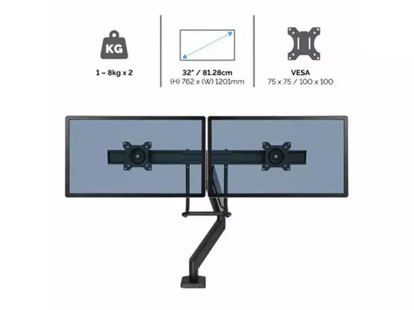 Een Monitorarm Fellowes Eppa Crossbar zilver koop je bij Egner kantoorspecialisten