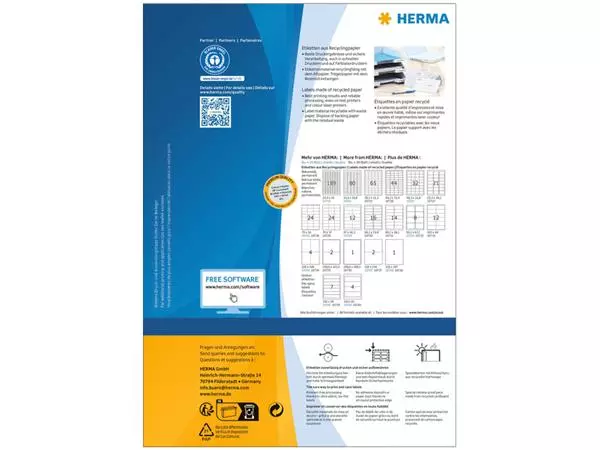 Een Etiket HERMA recycling 10731 99.1x38.1mm 1120stuks wit koop je bij Schellen Boek- en Kantoorboekhandel