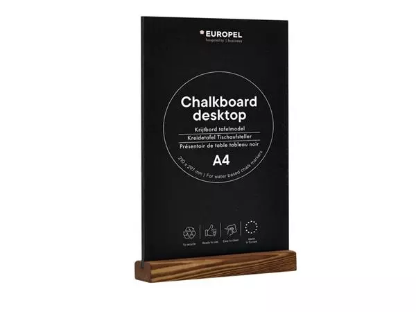 Een Krijtbord Europel tafelmodel A4 staand natural koop je bij Draais.com