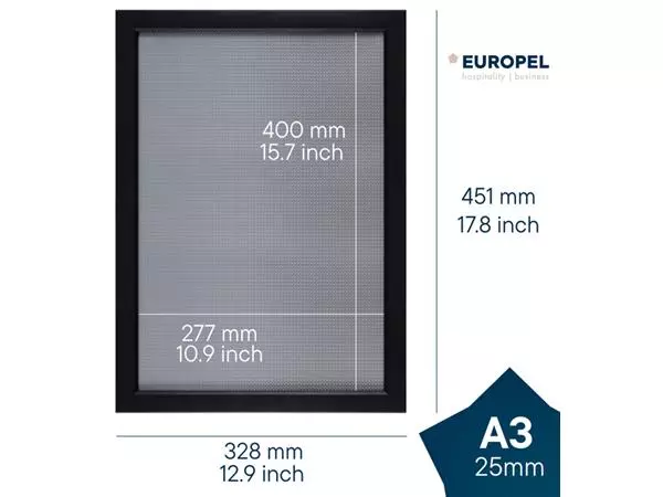 Een Kliklijst Europel A3 25mm mat zwart koop je bij Quality Office Supplies