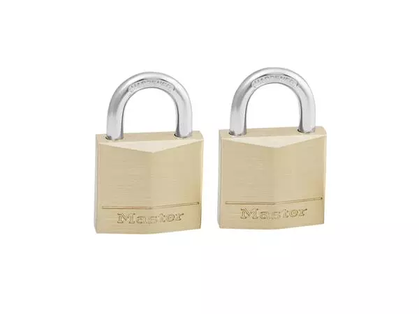 Een Hangslot MasterLock 2 gelijksluitend messing 30mm 2 stuks koop je bij BeteS