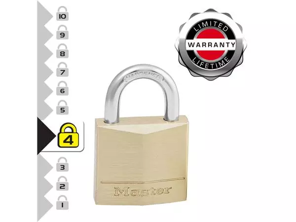 Een Hangslot MasterLock 2 gelijksluitend messing 30mm koop je bij Peter Wind