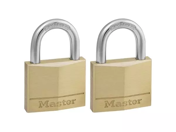 Een Hangslot MasterLock 2 gelijksluitend messing 40mm koop je bij Kantoorboekhandel Van Atten