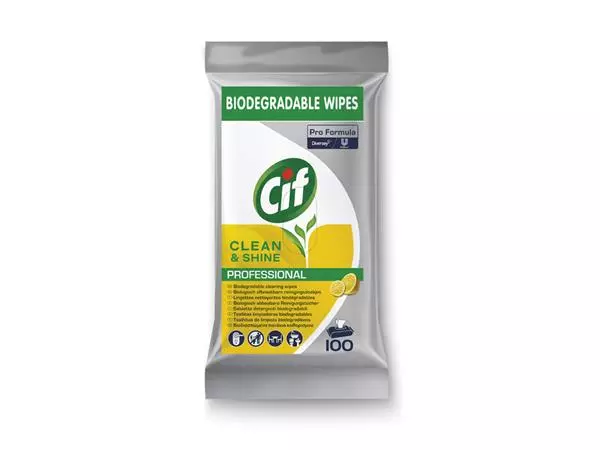 Een Reinigingsdoekjes CIF Pro formula Multi Clean&Shine 100 stuks koop je bij Schellen Boek- en Kantoorboekhandel