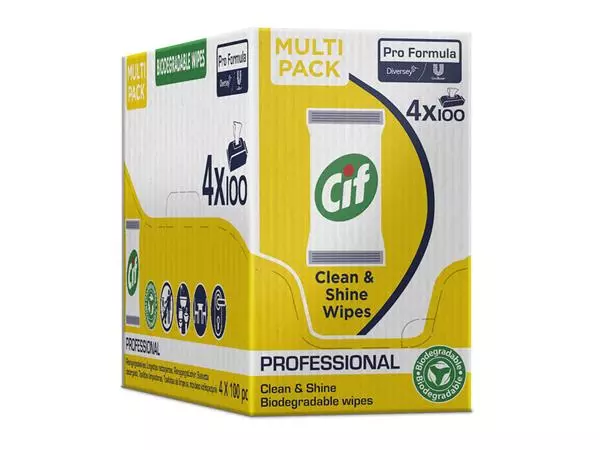 Een Reinigingsdoekjes CIF Pro formula Multi Clean&Shine 100 stuks koop je bij WinkelVolWinkels