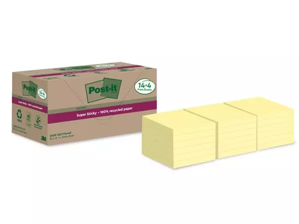 Een Memoblok Post-it 654 RSS12CY 76x76mm geel 14+4 gratis koop je bij Friese Schrijfkamer