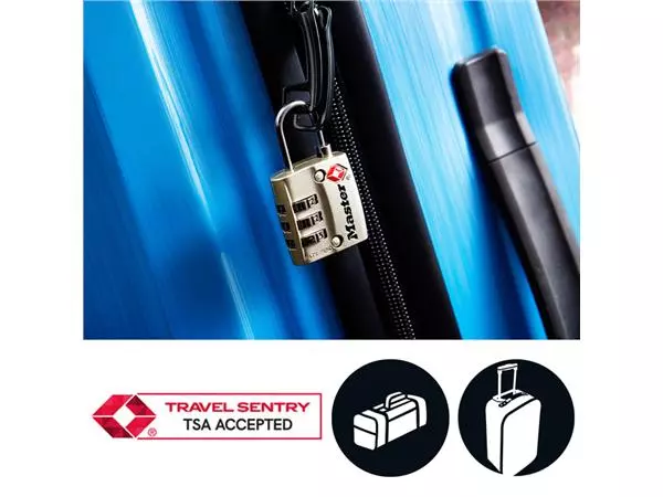 Een Hangslot Masterlock 3-cijfer TSA nikkel 30mm koop je bij All Office Kuipers BV