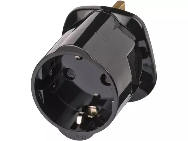 Een Reisstekker Brennenstuhl adapter GB/UK met aarding zwart koop je bij QuickOffice BV