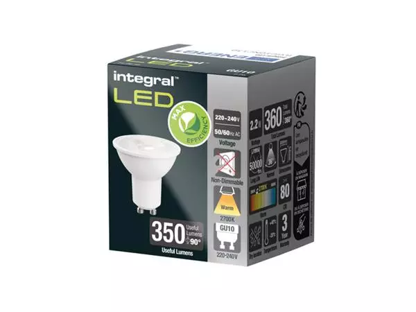 Een Ledlamp Integral GU10 2700K warm wit 2.2W 360lumen koop je bij All Office Kuipers BV