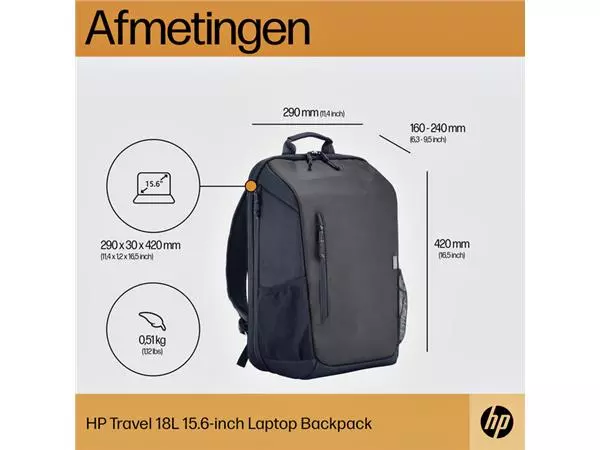 Een Laptop Rugzak HP travel 18 liter 15.6 blauw/grijs koop je bij Draais.com