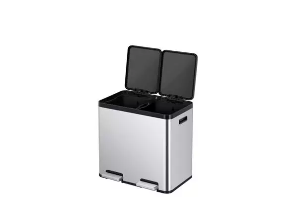 Een Afvalbak EKO Essential Recycler pedaalemmer 2x22liter RVS koop je bij Quality Office Supplies