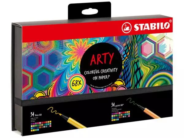 Een Fineliner STABILO point 88 & Pen 68 Arty creative assorti luxe box à 68 stuks koop je bij Kantoorboekhandel Van Atten