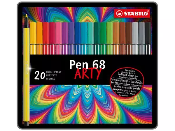 Een Viltstift STABILO Pen 68/20 Arty medium assorti blik à 20 stuks koop je bij Supply Mij