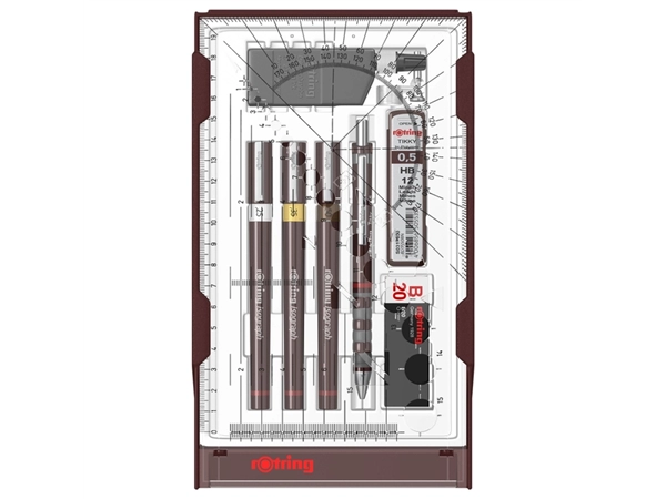 Tekenset rOtring Isograph college 0.25mm, 0.35mm en 0.5mm set à 3 stuks