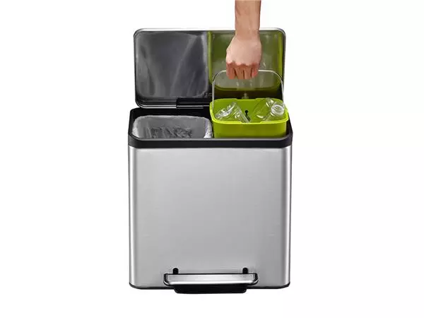 Een Afvalbak EKO EcoCasa Recycler pedaalemmer 15+15 liter RVS koop je bij De Joma BV
