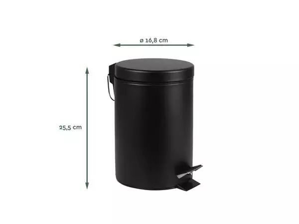 Een Afvalbak BRASQ pedaalemmer 3 liter zwart koop je bij De Joma BV