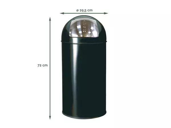 Een Afvalbak BRASQ Push Bin rond 40 liter zwart koop je bij Kantorice office & business supplies