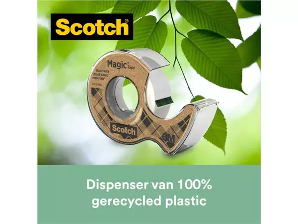 Een Plakband Scotch Magic 919 19mmx20m transparant + gerecyclede afroller koop je bij Sysdicom BV