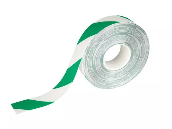 Een Vloermarkeringstape DURALINE 50mmx30m groen-wit koop je bij Romijn Office Supply