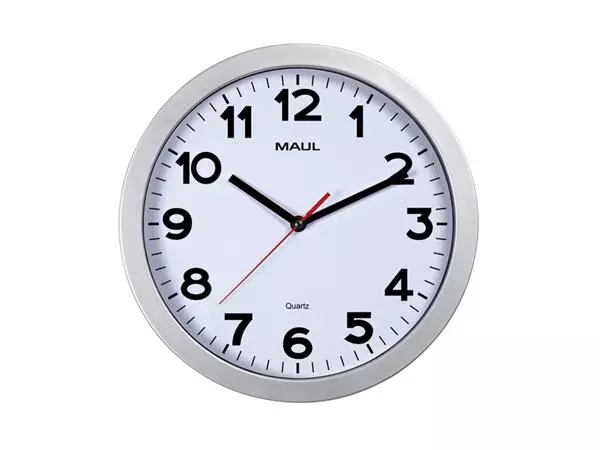 Een Horloge murale MAULstep Quartz Ø30x5cm plastique Argent/blanc silencieuse koop je bij QuickOffice BV