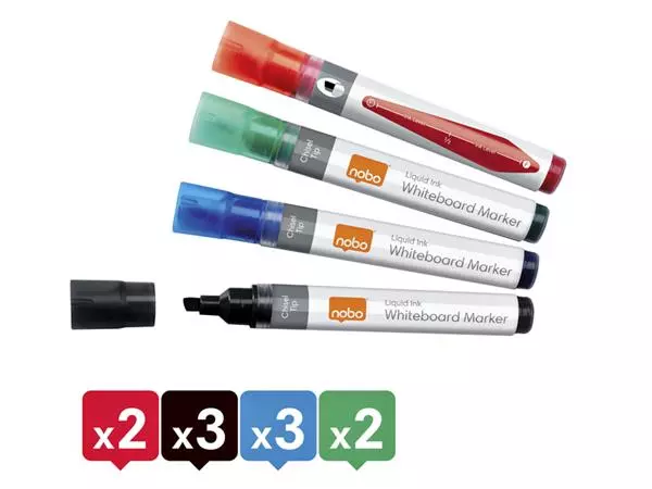 Een Viltstift Nobo whiteboard Liquid ink schuin assorti 4mm 10stuks koop je bij Topkantoor Repro Creatief