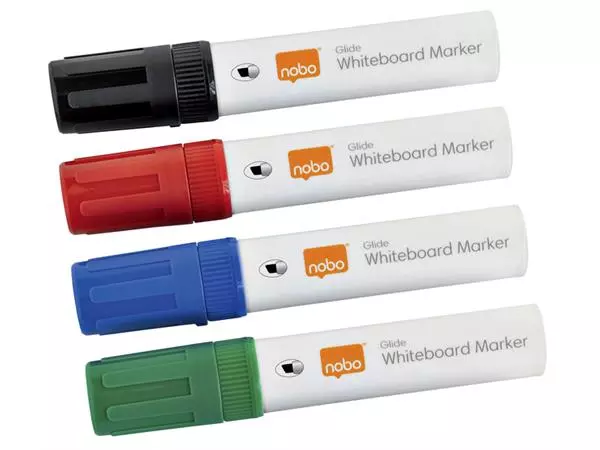 Buy your Viltstift Nobo whiteboard Glide schuin assorti 10mm 4stuks at QuickOffice BV