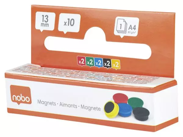 Een Magneet Nobo 13mm assorti 10stuks koop je bij Sysdicom BV