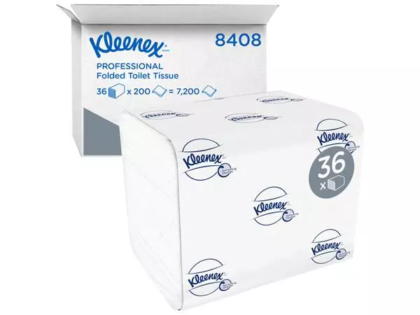 Toiletpapier Kleenex gevouwen tissues 2 laags 36x200stuks wit 8408