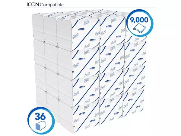 Een Toiletpapier Scott gevouwen tissue 2-laags 36x250stuks wit 8508 koop je bij Sysdicom BV