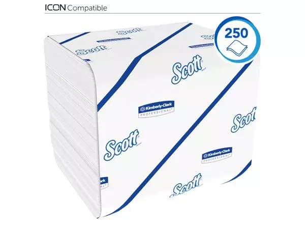 Een Toiletpapier Scott gevouwen tissue 2-laags 36x250stuks wit 8508 koop je bij De Rijk Kantoorshop